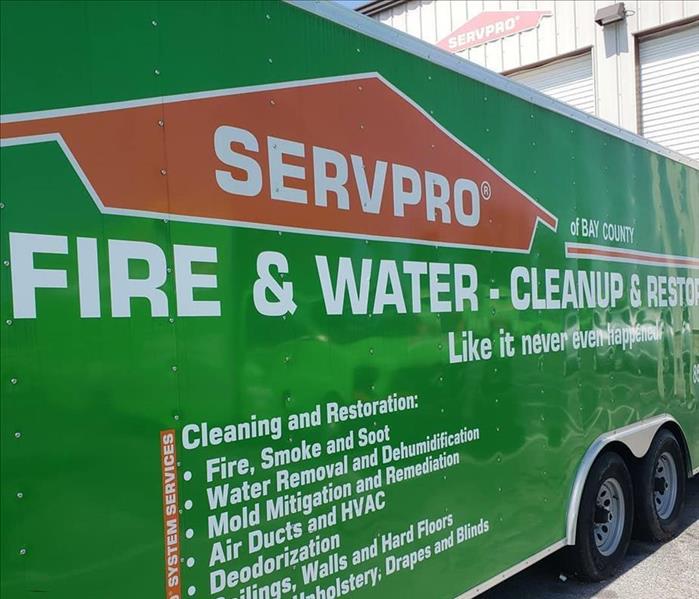 SERVPRO of Bay County Trailer with services listed on the side.
